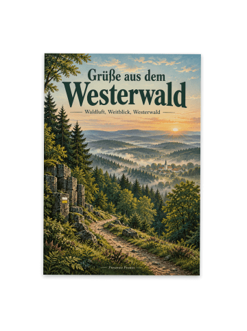 Postkarte Landschaft nostalgisch Design mit Spruch in Weiß