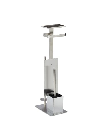 relaxdays WC-Garnitur in Silber - (B)25 x (H)69 x (T)18 cm