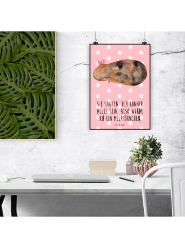 Mr. & Mrs. Panda Wandbild Einhorn Meerschweinchen mit Spruch in Rot Pastell