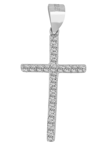 Adeliás Damen Anhänger – Kreuzanhänger aus 925 Silber mit Zirkonia in silber