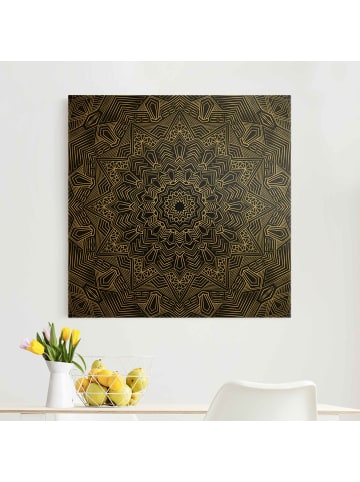 WALLART Leinwandbild Gold - Mandala Stern Muster silber schwarz in Silber