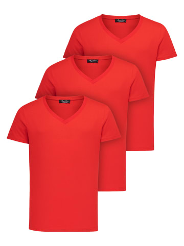 Amaci&Sons Herren 3er-Pack T-Shirts 3. EUGENE in (3x Rot)