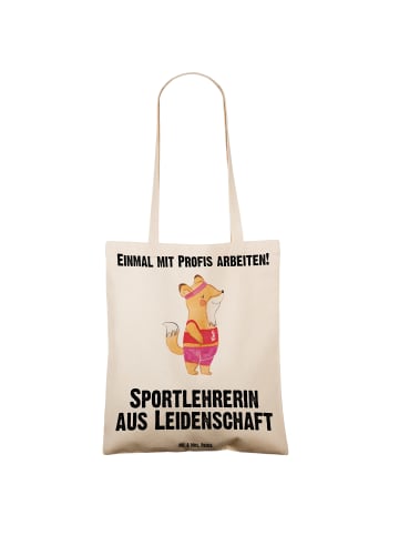 Mr. & Mrs. Panda Tote Bag Sportlehrerin Leidenschaft mit Spruch in Creme