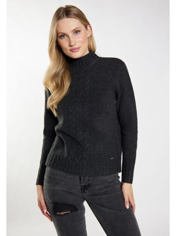 DreiMaster Vintage Damen Strickpullover in Dunkelgrau Melange