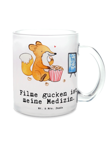 Mr. & Mrs. Panda Glas Fuchs Filme gucken mit Spruch in Transparent