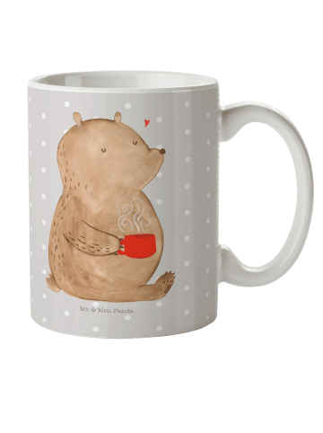 Mr. & Mrs. Panda Kaffeetasse Bär Kaffee ohne Spruch in Grau Pastell