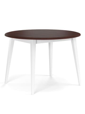 Feldmann-Wohnen Esstisch Belluno Elegante Kiefer weiß lackiert / Nussbaum 90 / 90 / 74,5cm