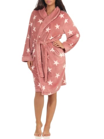 NORMANN Bademantel Sterne Morgenmantel Coralfleece - 51266 in rosa
