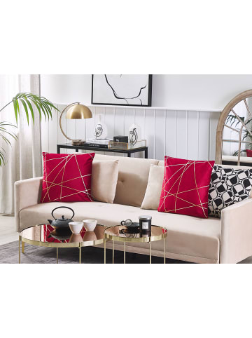 Beliani 2er-Set Dekokissen PINUS in Rot/Gold