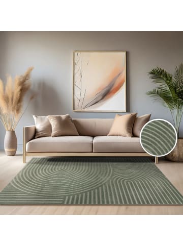 KADIMA DESIGN Teppich Kurzflor Struktur Wohnzimmer in Grün