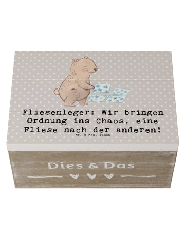 Mr. & Mrs. Panda Holzkiste Fliesenleger Ordnung mit Spruch in Grau Pastell