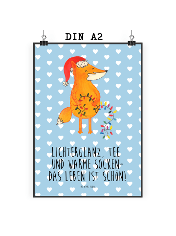 Mr. & Mrs. Panda Bild Fuchs Weihnachten mit Spruch in Blau Pastell