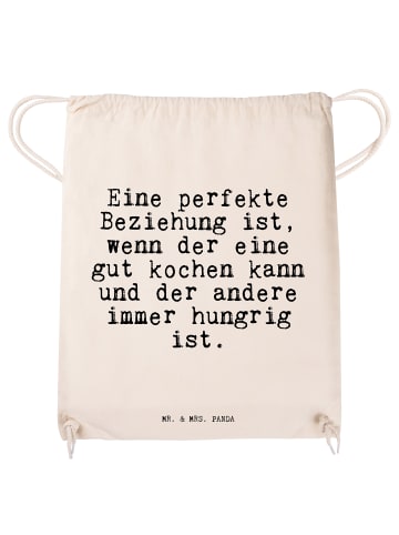 Mr. & Mrs. Panda Baumwollbeutel Eine perfekte Beziehung ist,... ... in Creme