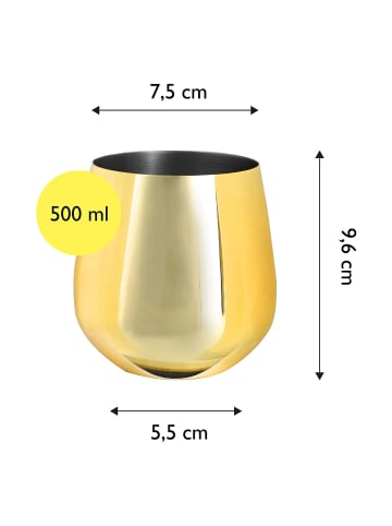 Echtwerk 6 er-Set Weingläser aus Edelstahl 500 ml in Gold