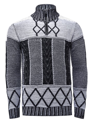 Rusty Neal Strick-Pullover Stehkragen mit Zipper im Individuellem Design in Schwarz / Weiß