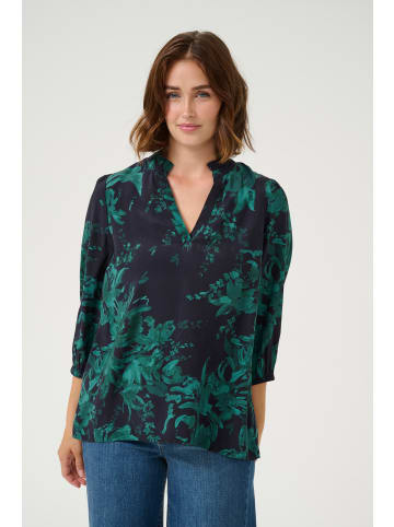 Kaffe Langarm-Bluse KAisa in Black/Green Painted Flower