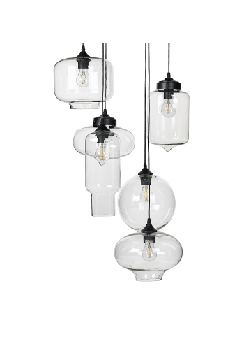 Beliani Pendelleuchten BEMBOKA in Transparent/Schwarz - (W) 40 x (H) 155 x (L) 26 cm