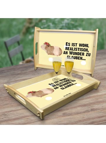 Mr. & Mrs. Panda Holztablett Meerschweinchen Weisheit mit Spruch in Gelb Pastell