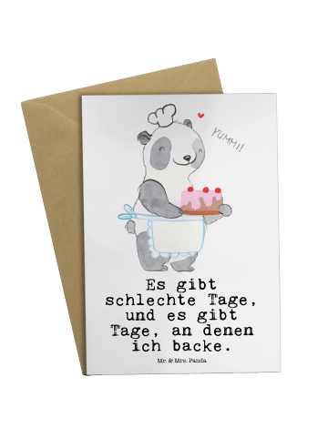 Mr. & Mrs. Panda Grußkarte Panda Backen mit Spruch in Weiß