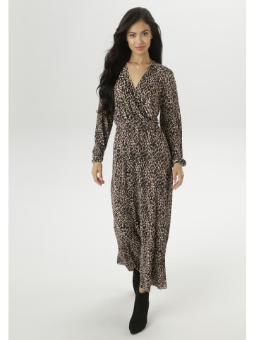 Aniston SELECTED Jerseykleid in beige-schwarz-camel, Leoprint