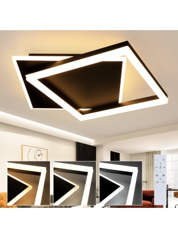 ZMH Deckenleuchte LED in schwarz Dimmbar 42W Acryl Modern mit Fernbedienung
