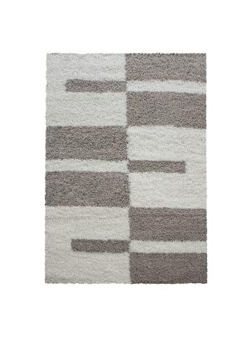 KADIMA DESIGN Teppich Hochflor Shaggy Karo Design Polypropylen Wohnzimmer in Beige