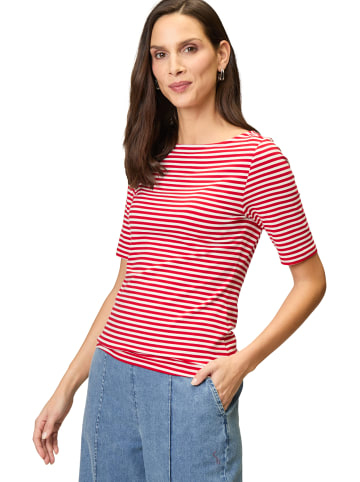Zero  Streifenshirt mit U-Boot Ausschnitt in RedCream
