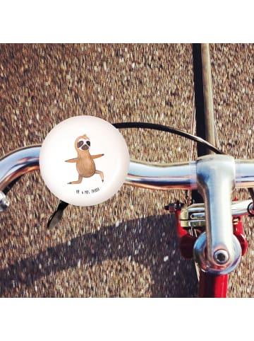 Mr. & Mrs. Panda XL Fahrradklingel Faultier Yoga ohne Spruch in Weiß