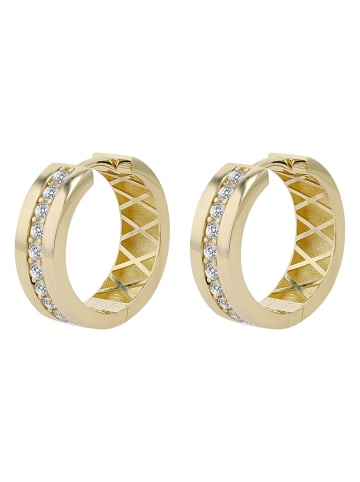 Adeliás Damen Ohrringe – Klappcreole aus 333 Gold mit Zirkonia in gold