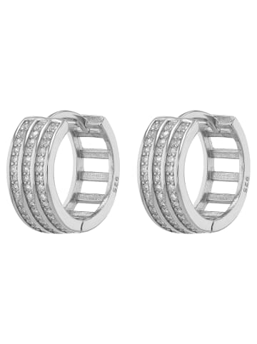 Adeliás Damen Ohrringe – Creole aus 925 Silber mit Zirkonia in silber