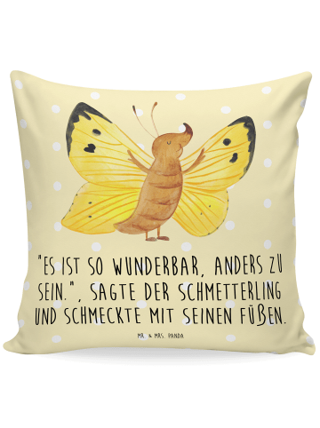 Mr. & Mrs. Panda 40x40 Kissen Schmetterling Zitronenfalter mit S... in Gelb Pastell