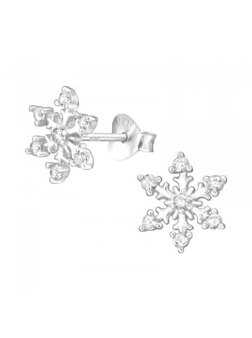 Alexander York Ohrringe, Ohrstecker SCHNEEFLOCKE Zirkonia weiß in 925 Sterling Silber, 2-tlg. in silver