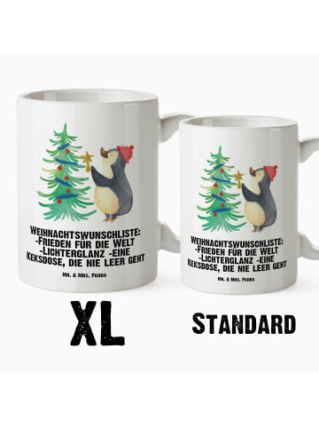 Mr. & Mrs. Panda Keramikbecher Pinguin Weihnachtsbaum mit Spruch in Weiß