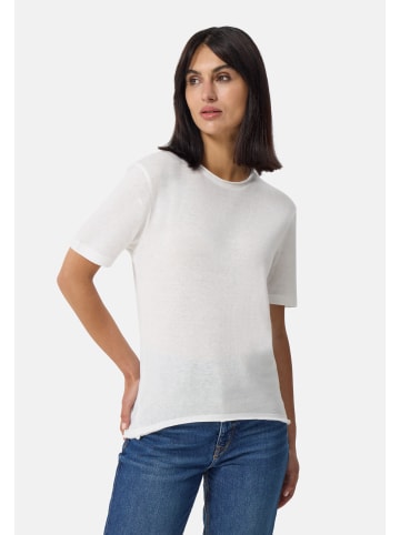 CASH-MERE.CH Baumwolle T-Shirt mit Rundhals in Weiss