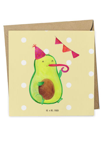 Mr. & Mrs. Panda Deluxe Karte Avocado Geburtstag ohne Spruch in Gelb Pastell