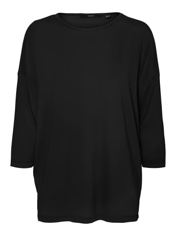 Vero Moda Einfarbiges 3/4 Arm Shirt Rundhals Langarm Top Oberteil VMCARLA in Schwarz