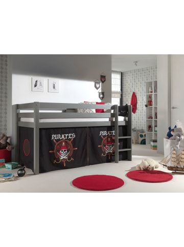 58 aufm Kessel KINDERBETT Karolina 210x114x106 Massivholz Grau Textilset Pirate