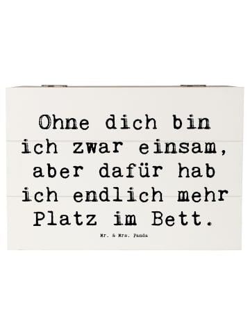 Mr. & Mrs. Panda Holzkiste Spruch Liebeskummer Platz im Bett mit... in Weiß