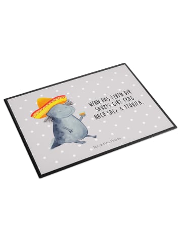 Mr. & Mrs. Panda Schreibunterlage Axolotl Tequila mit Spruch in Grau Pastell