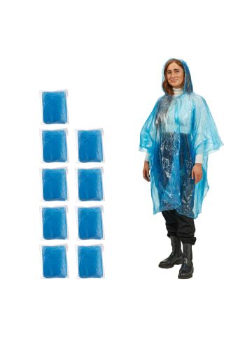 relaxdays 10 x Regenponcho in Blau