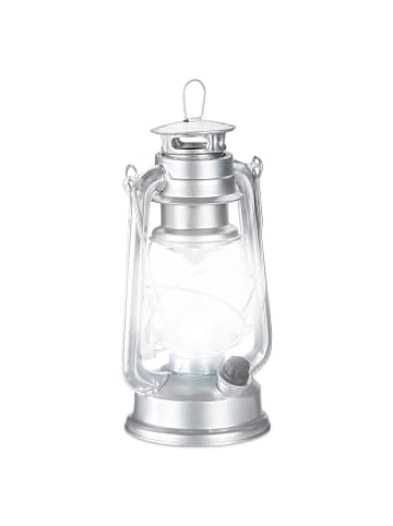 relaxdays Sturmlaterne LED in Silber - (B)15 x (H)24 x (T)11,5 cm