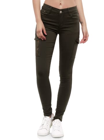 MiSS RJ Denim Cargo Jeans Hose Stretch Treggings Röhrenjeans in Grün