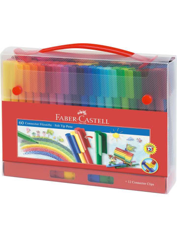 Faber-Castell Filzstift Connector farbig sortiert Packung mit 60 Stück Koffer