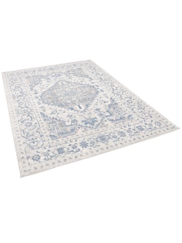 Pergamon Designer Teppich Moderne Orient Vintage Klassik in Blau Creme