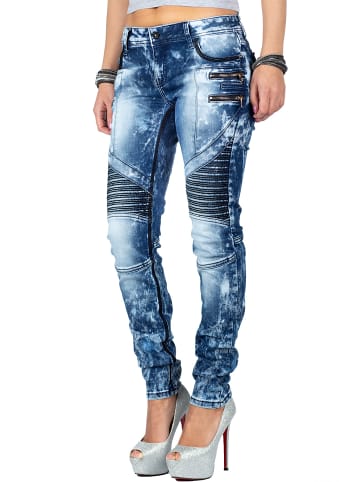 Cipo & Baxx Damen Slim Fit Jeans Stonewashed in Blue