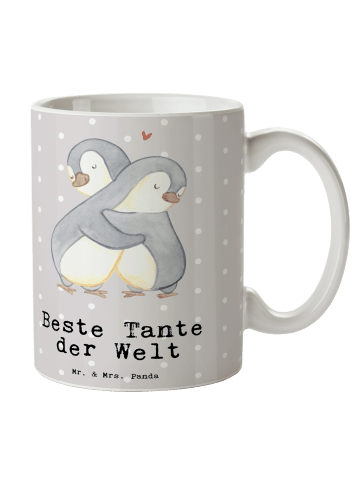 Mr. & Mrs. Panda Porzellantasse Pinguin Beste Tante der Welt mit... in Grau Pastell