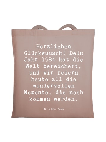 Mr. & Mrs. Panda Tragetasche Spruch 1984 Geburtstag mit Spruch in Braun Pastell
