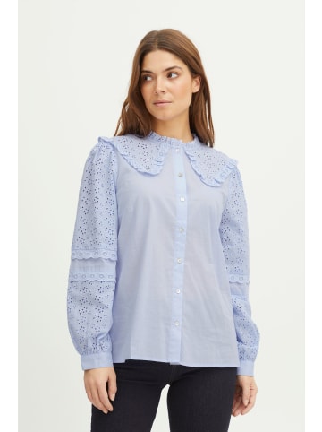 PULZ Jeans Langarmbluse PZOLIVIA Blouse - 50207254  Modische Langarmbluse mit Blumenstickerei in Blau