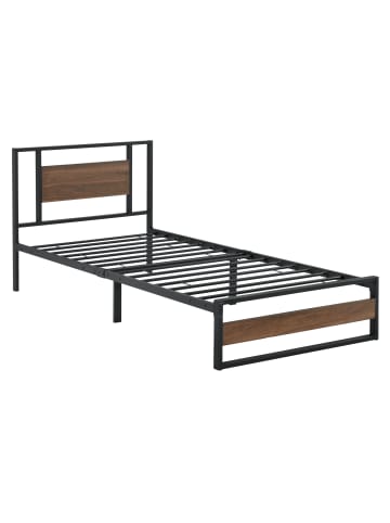 en.casa Metallbett Villach in Braun Schwarz (B)90cm