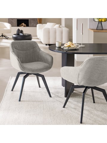 home24 Drehbarer Armlehnenstuhl MAAL 2er-Set in Hellgrau